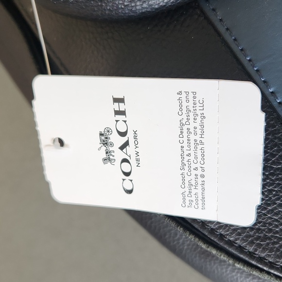 Coach Houston Navy Black Sling Backpack Leather Unisex Varsity Stripe Unisex NWT - Picture 6 of 17